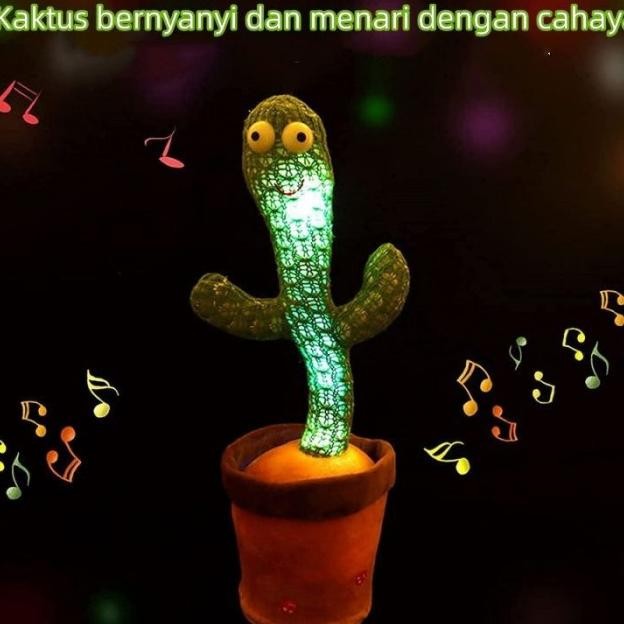 Mainan Boneka Kaktus Goyang Joget Menari Rekam Suara Kaktus Dancing