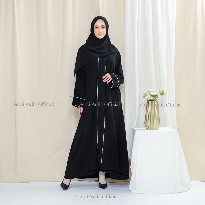 Gamis Simple dan Anggun // Abaya Khalifah by Gerai Aulia / Abaya Turkey Hitam Jetblack Polos