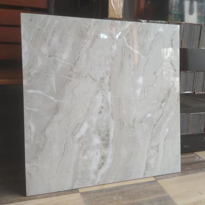 Granit Lantai 60x60 Motif marmer Grey Sun power BS01