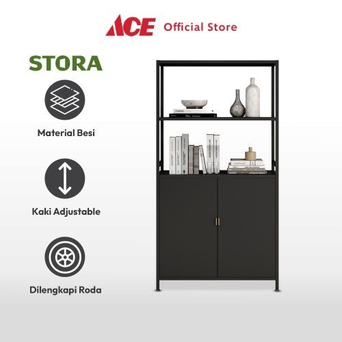 

Sale Ace - Stora Kabinet Kantor Metal 5 Tingkat Dengan 2 Pintu - Hitam