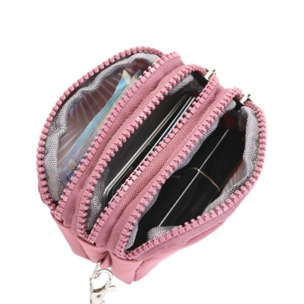 Omygoose Dompet Kartu Wanita / Dompet Koin / Dompet 3 Resleting / Dompet Pioma Sakura