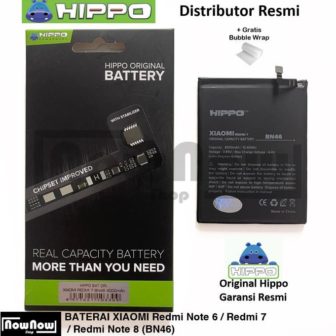 Baterai Hippo Xiaomi Redmi 7 / Redmi Note 8 / Redmi Note 6 BN46 BN 46 [terbaik]