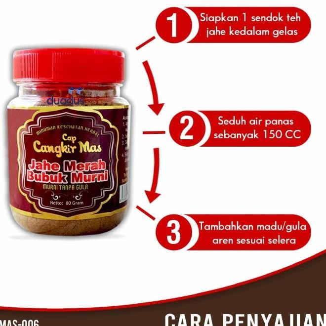 

Jahe Merah Bubuk Murni Tanpa Gula Cap Cangkir Mas Toples 80 Gram