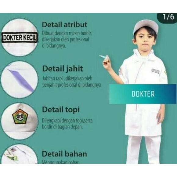 Baju Dokter Kecil Anak Seragam Profesi Dokter Kecil Kostum Dokter Anak