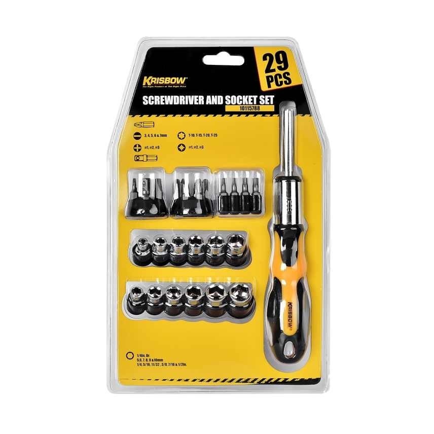 KRISBOW SCREWDRIVER AND SOCKET SET 29PCS LRSS29 10115788