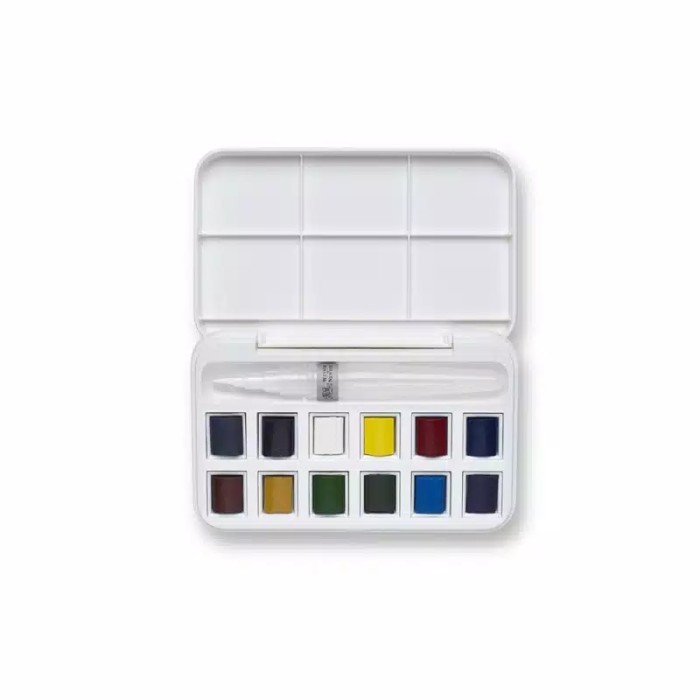 

T E R B A R U COTMAN BrushPen Set 12 Half Pans - Water colours Watercolor Brush Pen