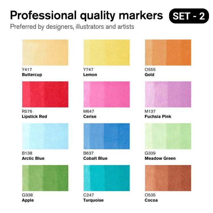 

T E R B A R U Marker Winsor & Newton Promarker Set 12 Dual Point Pena Kuas Warna