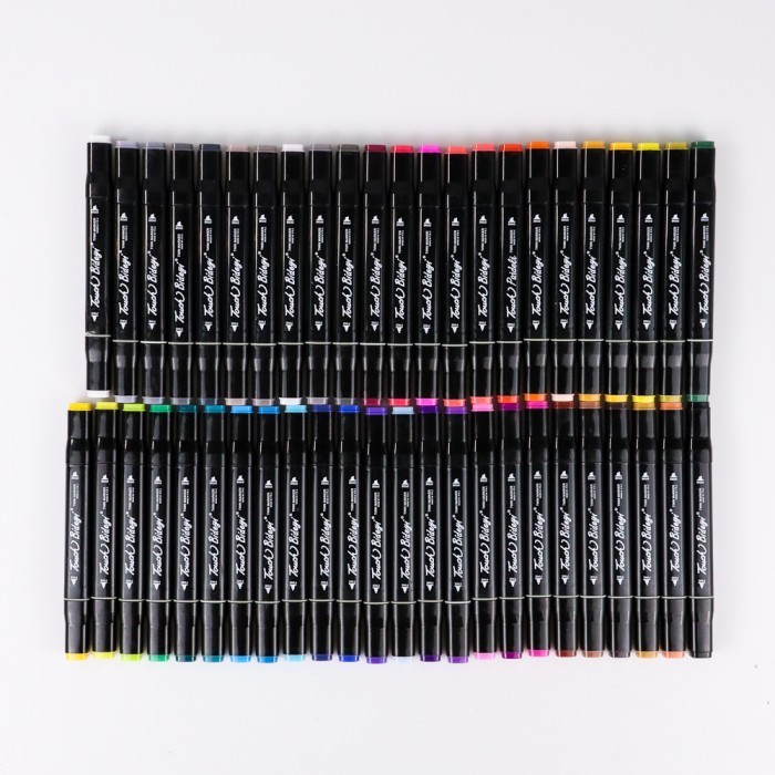

T E R B A R U Set Spidol Warna Dual Side Fine Art Brush Pen Art Marker 48 Warna