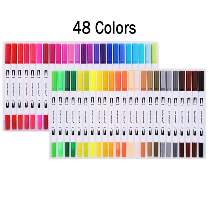 

T E R B A R U 48Pcs Brush Pens Kit Hand Writing Brush Pen Watercolor Painting Mark