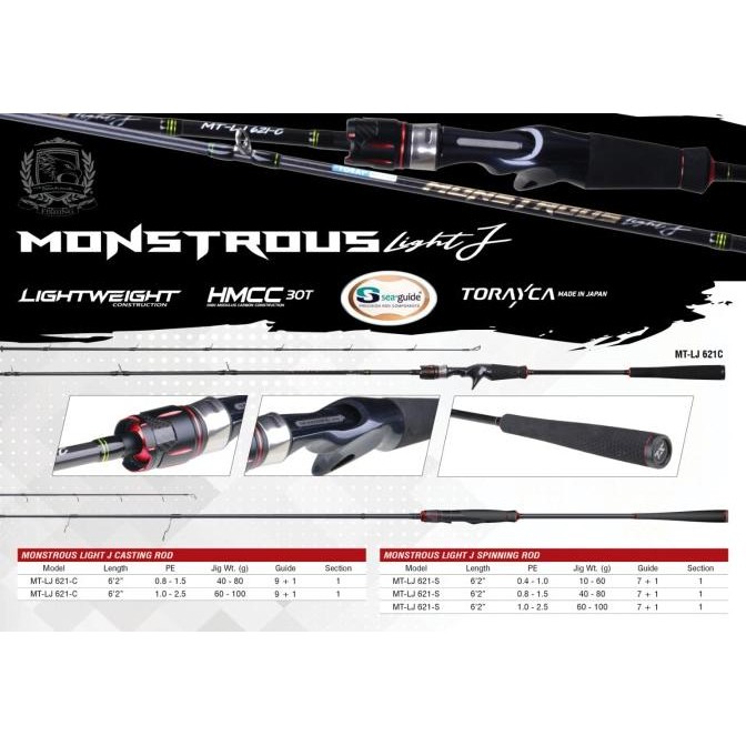 Joran Light Jig Seahawk Monstrous One Piece 621Sp 621Bc Pe0.4-1.0 Pe0.8-1.6 Pe1.0-2.5 Free Pipa Rod 