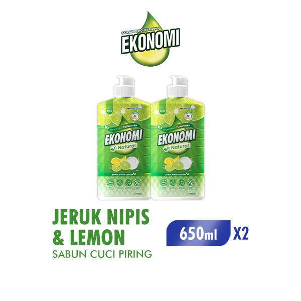 Ekonomi Power Liquid Sabun Cuci Piring Natural Jeruk Nipis Botol 650 ml x2