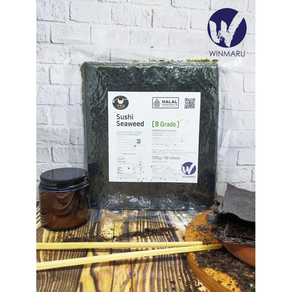 

Manjun Sushi Nori Grade B Seaweed Rumput Laut 50 sheets/lembar