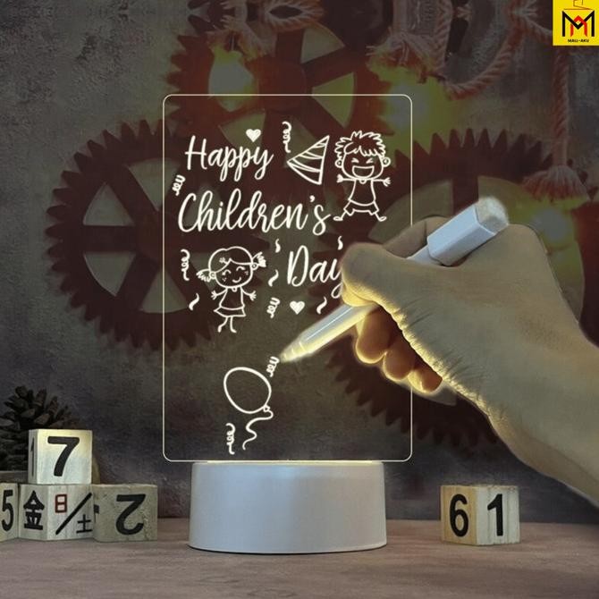 

Papan Display Kalender Led Light Memo Acrylic Note Board With Pen Kualitas Premium