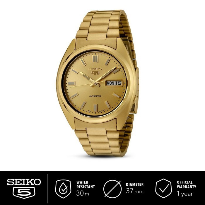 Jam Tangan Pria Seiko 5 Classic SNXS80K1 Automatic Full Gold Original