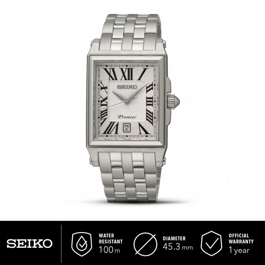 Jam Tangan Pria Seiko Premier White Dial Stainless Steel SKK715P1 Original