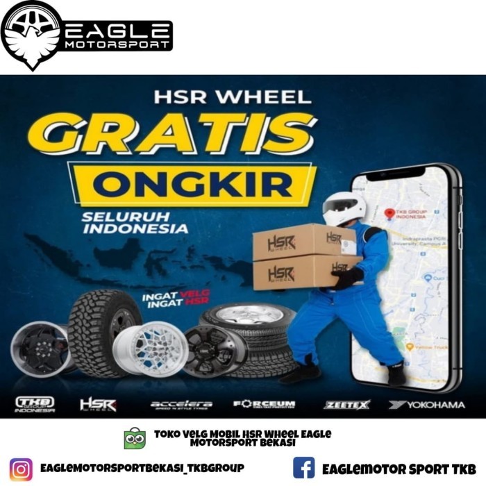 Paket Velg Mobil Honda Freed R16 HSR SEBUNSUTA Plus Ban 195/50 Ring 16