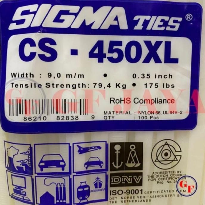

KABEL TIES SIGMA CS-450XL CS450XL 45CM / 450MM X 9MM PUTIH & HITAM 2410T