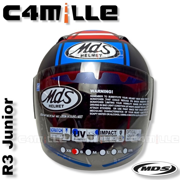 Helm Mds R3 Jr Marvel Captain America #3 Matt Black Half Face Anak New