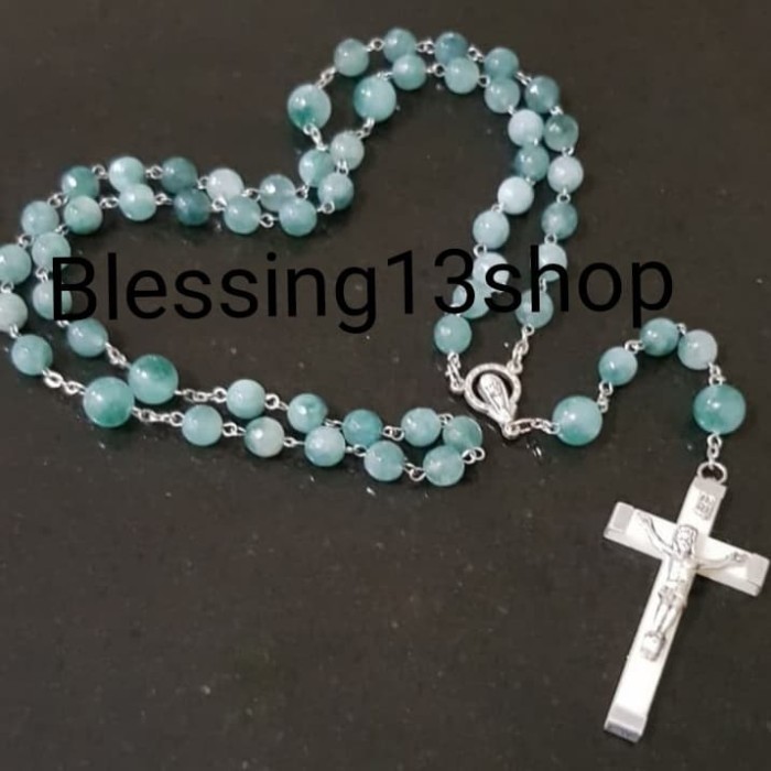 Kalung Rosario Batu Giok Unik Import