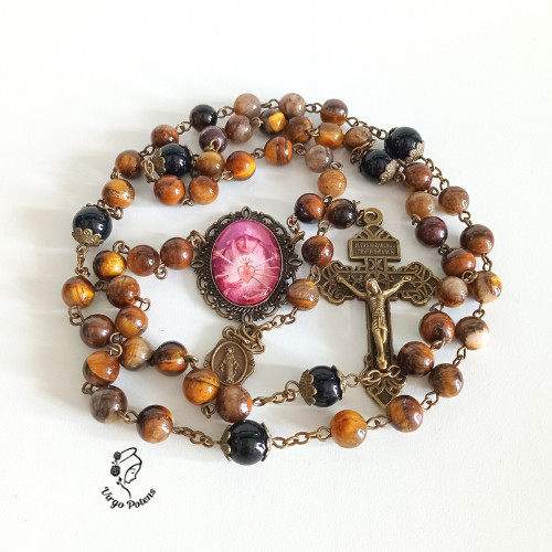 

Rosario 7 Duka Maria Rosario Batu Alam Vintage Our Lady Of Sorrows Tiger Eye 8Mm Black Onyx 10Mm