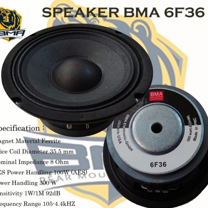 Speaker BMA 6F36 Original 6in 6 inchi Middle 300 Watt Vc 1,5 inch 6"
