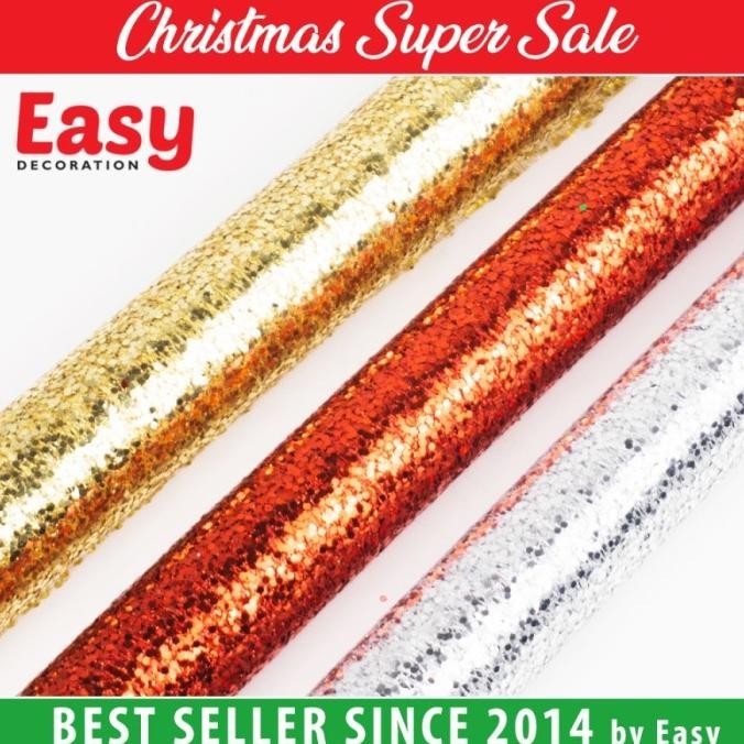 

Promo Pita Roll Natal Besar Kain Jaring Jala Christmas Emas Merah Silver Murah