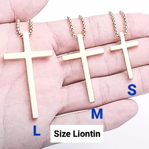 Kalung Liontin Bandul Salib Pria Titanium Big Cross Necklace Exclusive H24M