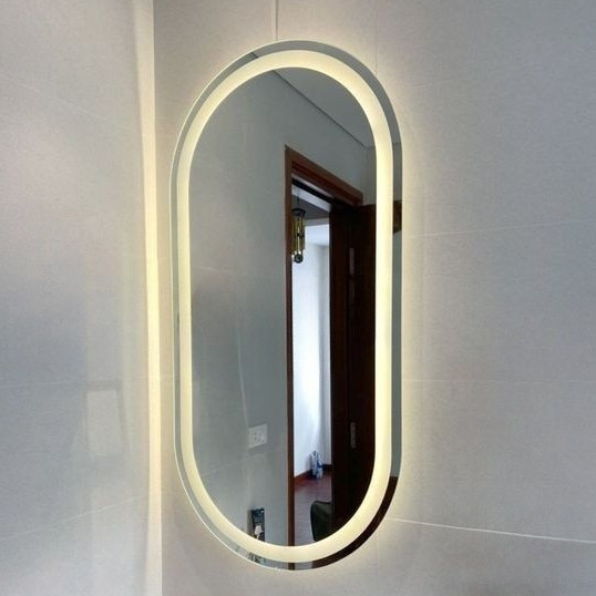 Cermin Kamar Mandi LED Minimalis Touchscreen Wastafel Sanblas