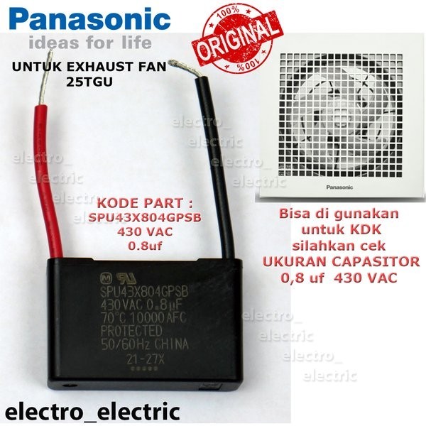 KAPASITOR HEXAUST FAN PANASONIC TGU ORIGINAL HEXOS PANASONIC