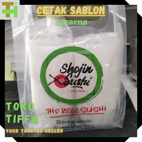 Cetak Sablon Kresek Pe Bening 24x43 kantong plastik tebal