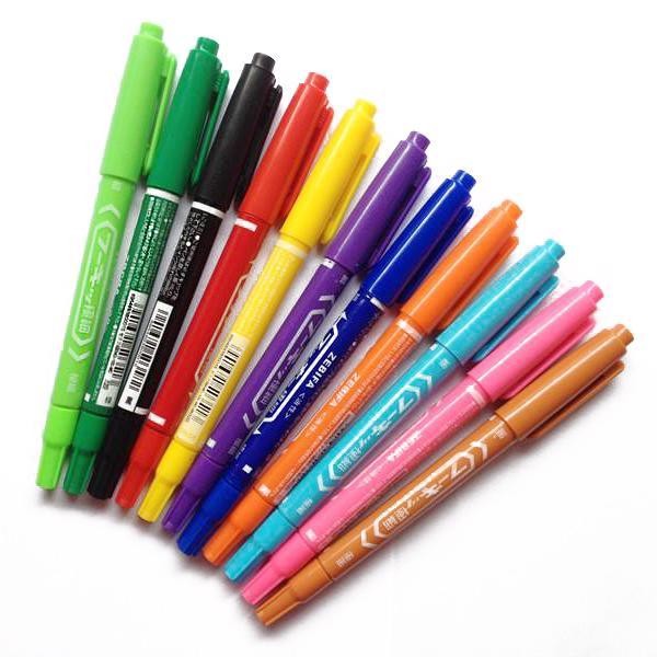 

12Color Small Double-Headed Marking Pen Can't Wipe off Big Two Sides Oily Marking Pen