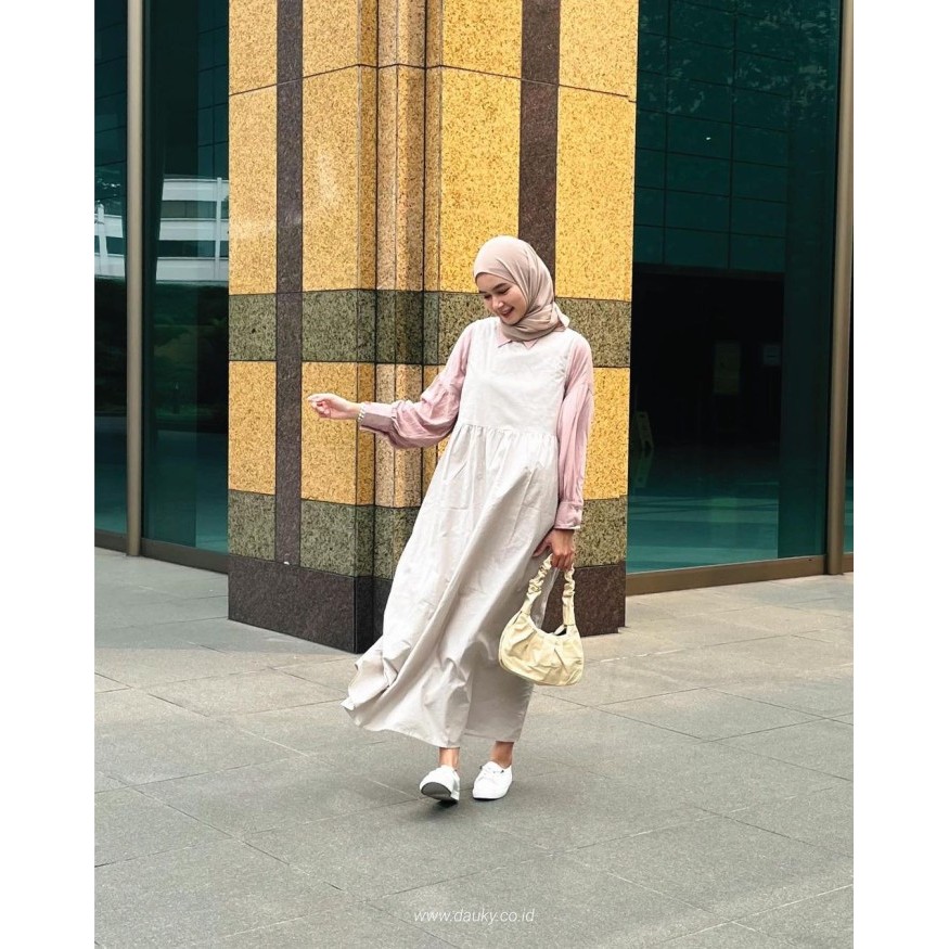 Dress Wanita Muslim Dauky Inner Dress Sleeveless Ruffles Katun