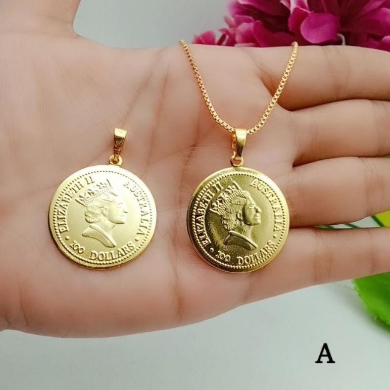 PROMO kalung liontin uang dollar lapis emas impor terbaru gays ul-64