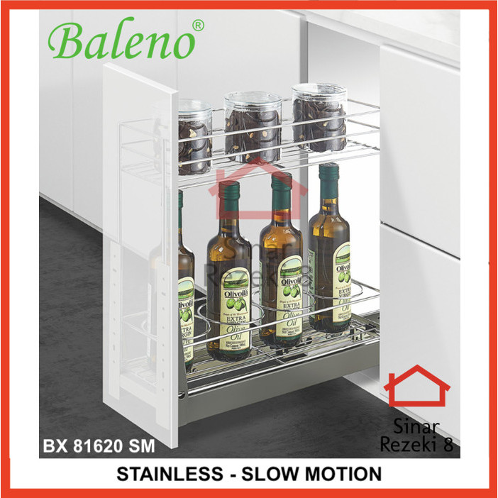 Laci - Rak Tarik Dapur Baleno Bx 81620 Slow Motion Stainless Bumbu Botol