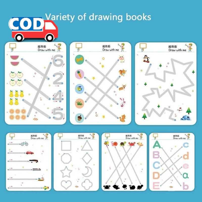 

Kertas Gambar Belajar Anak Mudah Dihapus Magical Tracing Workbook Set Practice Copybook for Kids