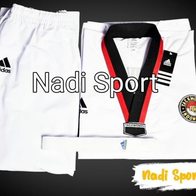 Dobok Taekwondo Adidas Anak Kerah Hitam Merah Dobok Taekwondo Adidas