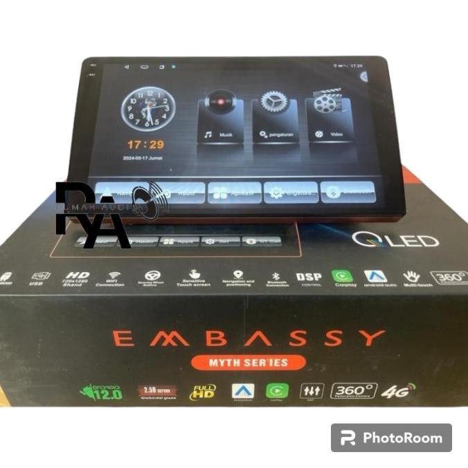 NEW PRODUK HEADUNIT ANDROID MOBIL 9 INCH EMBASSY SCORPIO RAM 6/128GB QLED 4G MYTH SERIES 