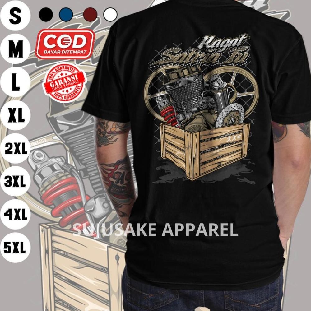 Baju Kaos Atasan Pria Ragat Suzuki Satria F Fu Facelift Injeksi Road Race Modifikasi Distro Original