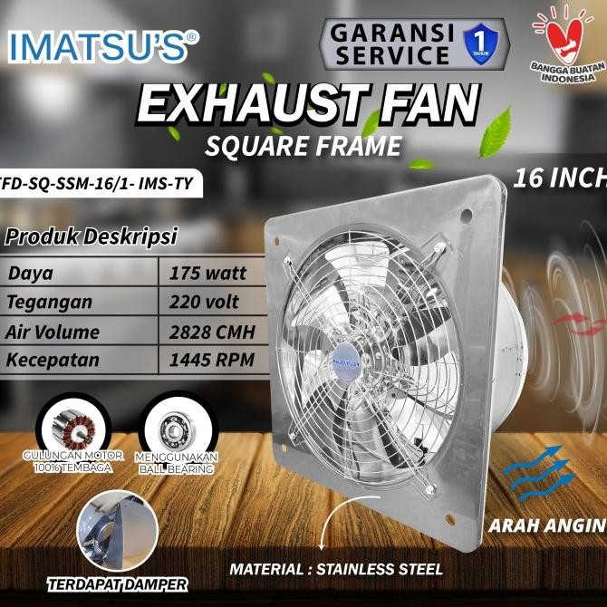 EXHAUST FAN STAINLESS STEEL 16" INCH WALL AIR DUCT BOOSTER FAN PLAFON DINDING BESI 16 INCI 2710T