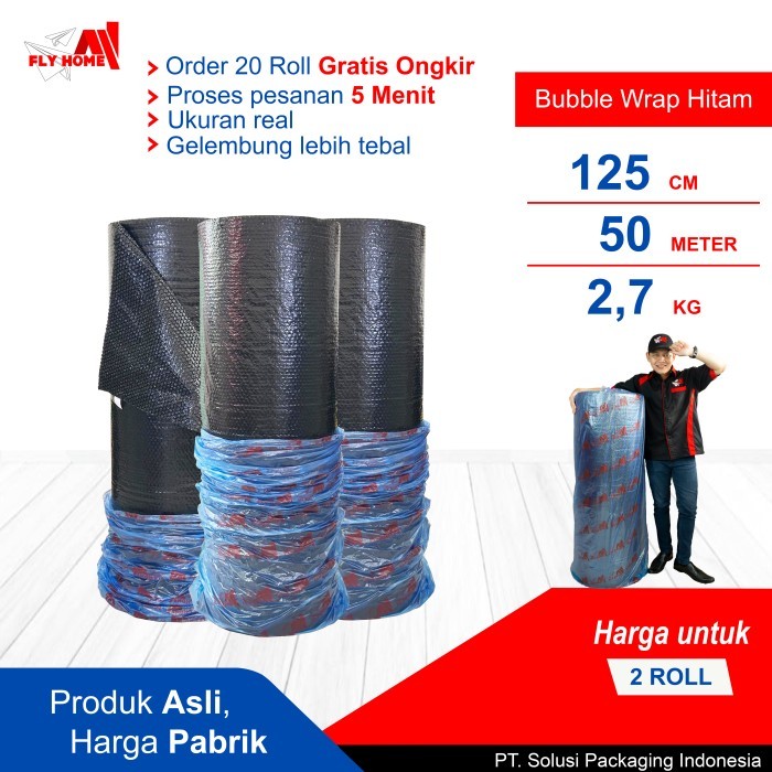 

Flyhome Bubble Wrap Hitam 2.7Kg 2 Roll Bublewrap 125X50Meter Instan Terbaik