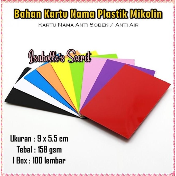 

cusss order] Kartu Nama Anti Air Sobek / Kartu Nama Mikolin Sablon Warna 100 Lembar