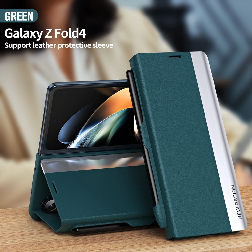 

Samsung Galaxy Z Lipat 3 / Z Lipat 4 Bisnis Mewah Kulit Lipat Tipis Magnetik Dudukan Tak Terlihat dengan Pena & Slot Pena Penutup Casing |BA4C3BB0|