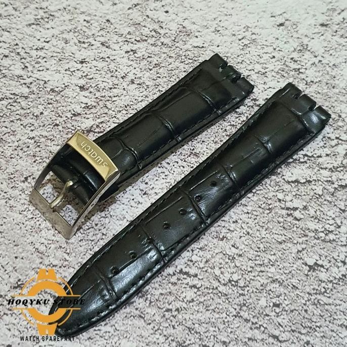 Strap Tali Jam Tangan Swatch Kulit 17mm 19mm 21mm Swatch Leather Strap LN