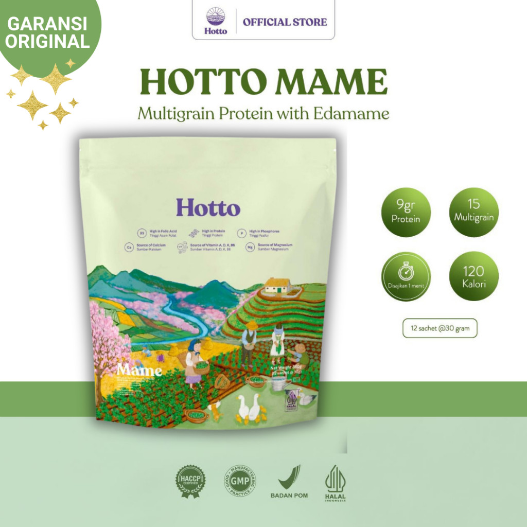 

Hotto Mame 1 Pouch (12 Sachet) Multigrain Tinggi Protein dengan Edamame Superfood