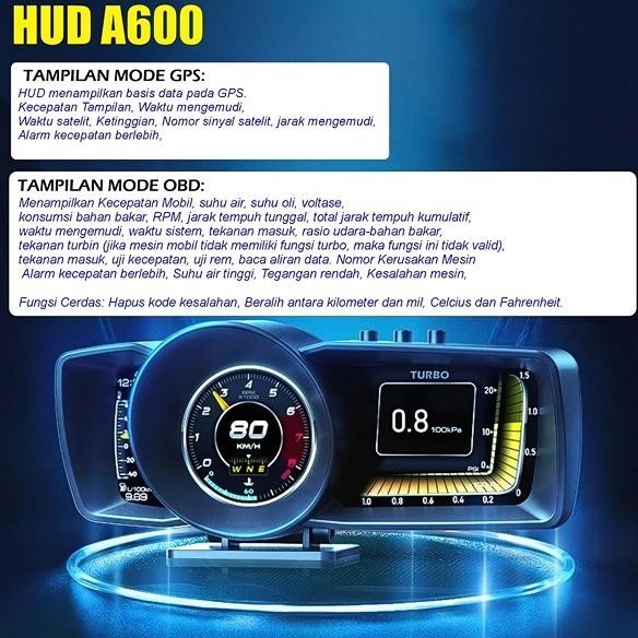 Baru A600 Pengukur Otomatis Hud Gps + Sistem Obd, Speedometer Komputer