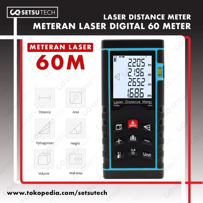 

newgan!! 60m Laser Distance Meter / Meteran Laser Digital 60 meter Rangefinder