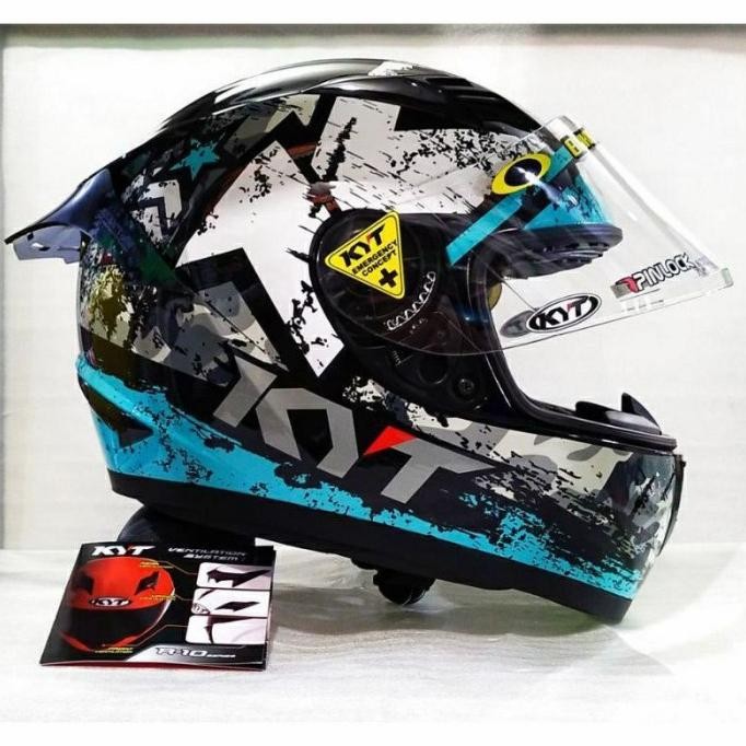 Kyt Helm R10 #3 Aqua Blue Paket Ganteng