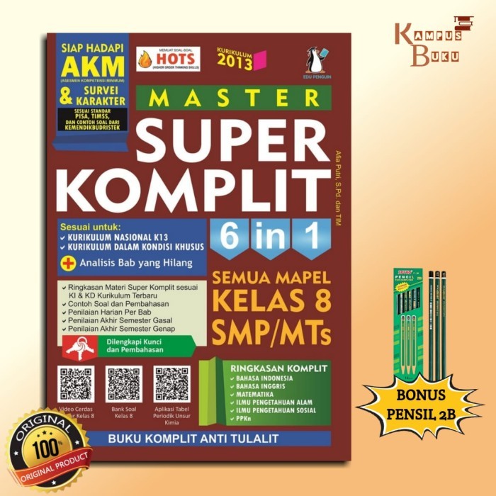 

Buku Soal Kelas 8 : Master SUPER Komplit 6in1 Semua mapel SMP Kelas 8