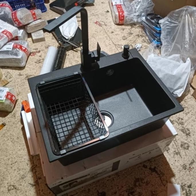 Kichen Sink Granit Onan 6146 Hitam Paket Lengkap/Bak Cuci Piring Onan Granit 6146 Black Original