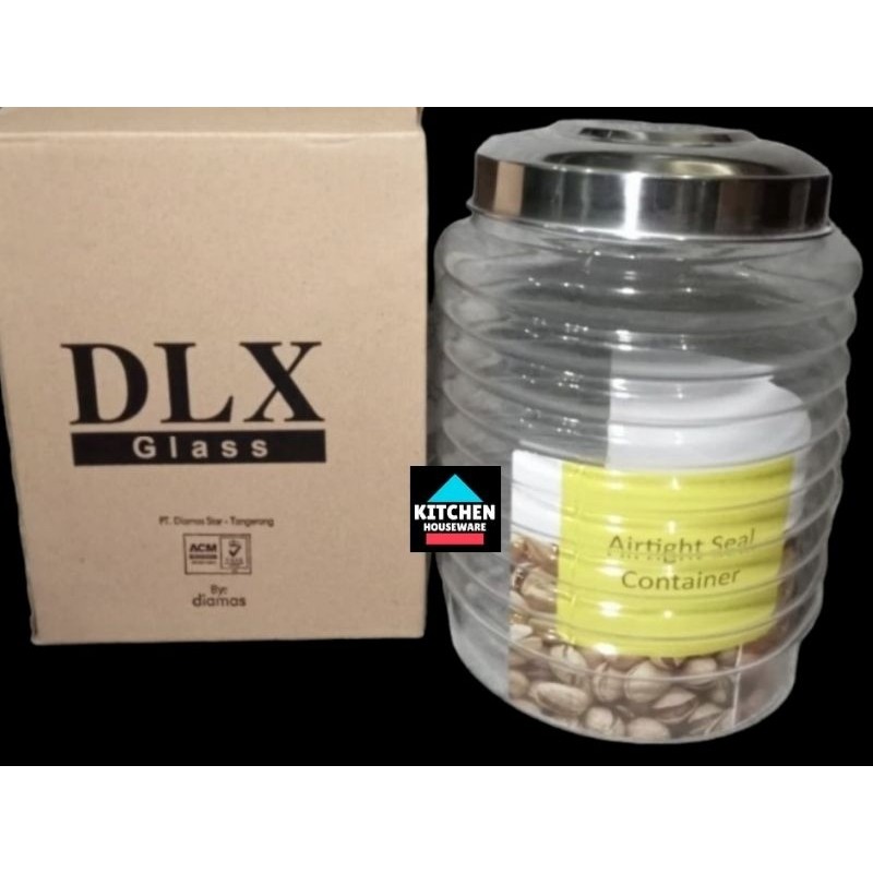 KULITAS TERBAIK- Toples Kaca Besar DLX Kamma 2 Seal Karet Toples Krupuk Kempang Kedap Udara